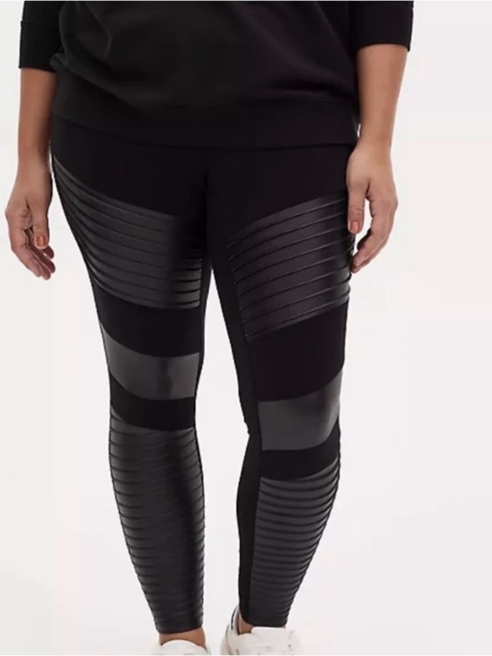 torrid Black Moto Panel Leggings with Ribbed Faux-Leather Insets
